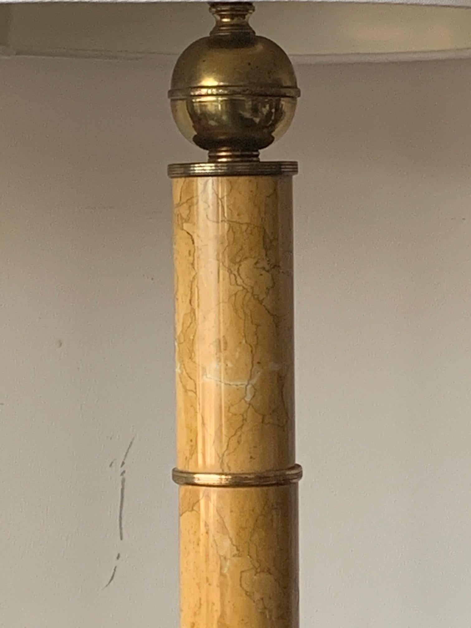 Pair of Elegant Marble Column Lamps, circa 1950s 2