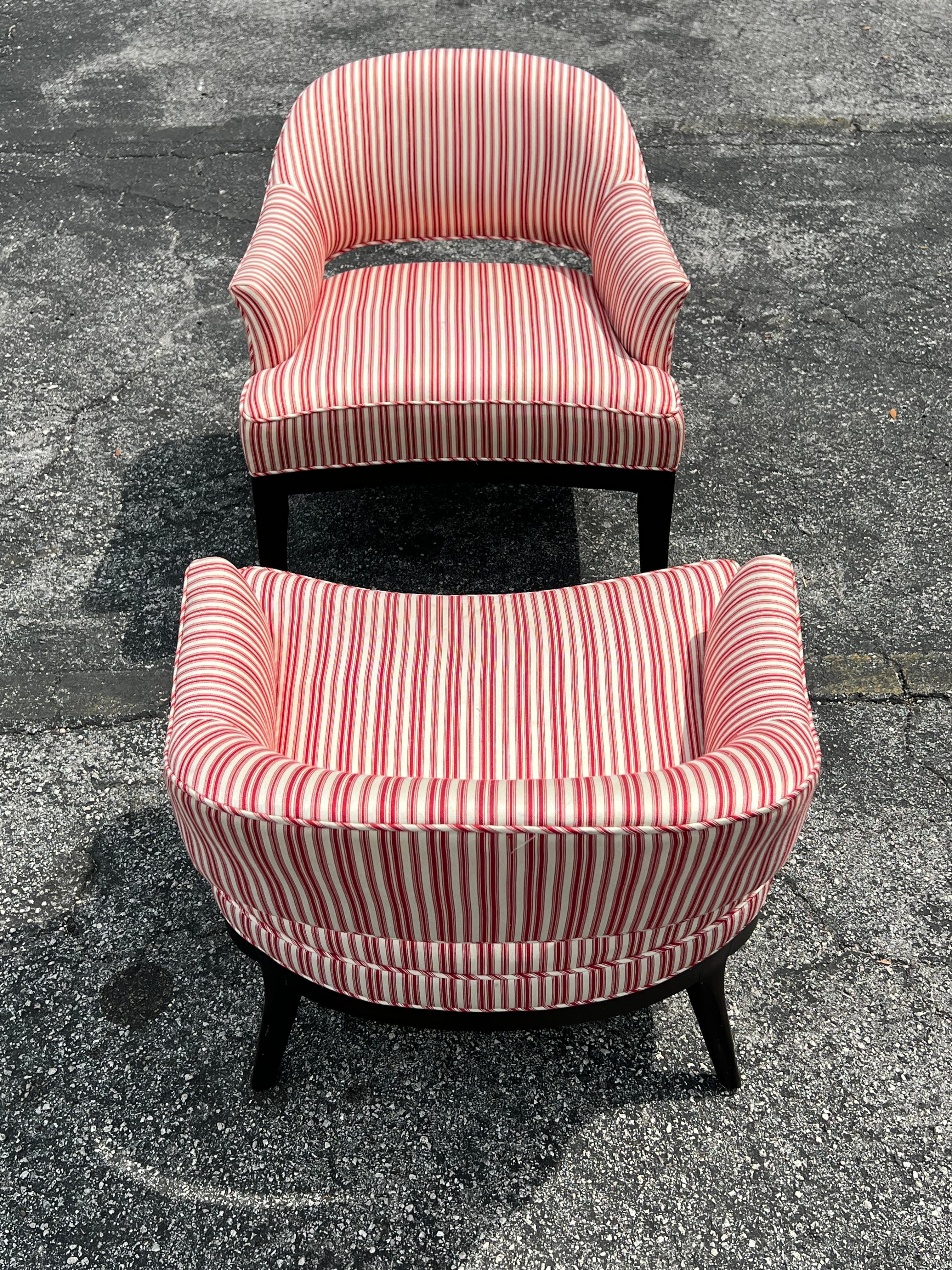 Pareja de Elegantes Sillas de Salón con Respaldo Abierto De Erwin Lambeth Ca' 1960's en venta 5
