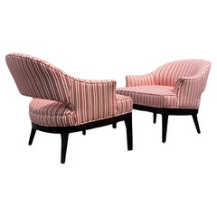 Paire d'élégants fauteuils de salon à dossier ouvert par Erwin Lambeth, années 1960