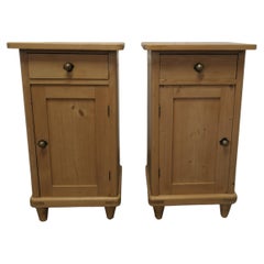 Pair of Elegant Pine Bedside Cupboards with Drawers
