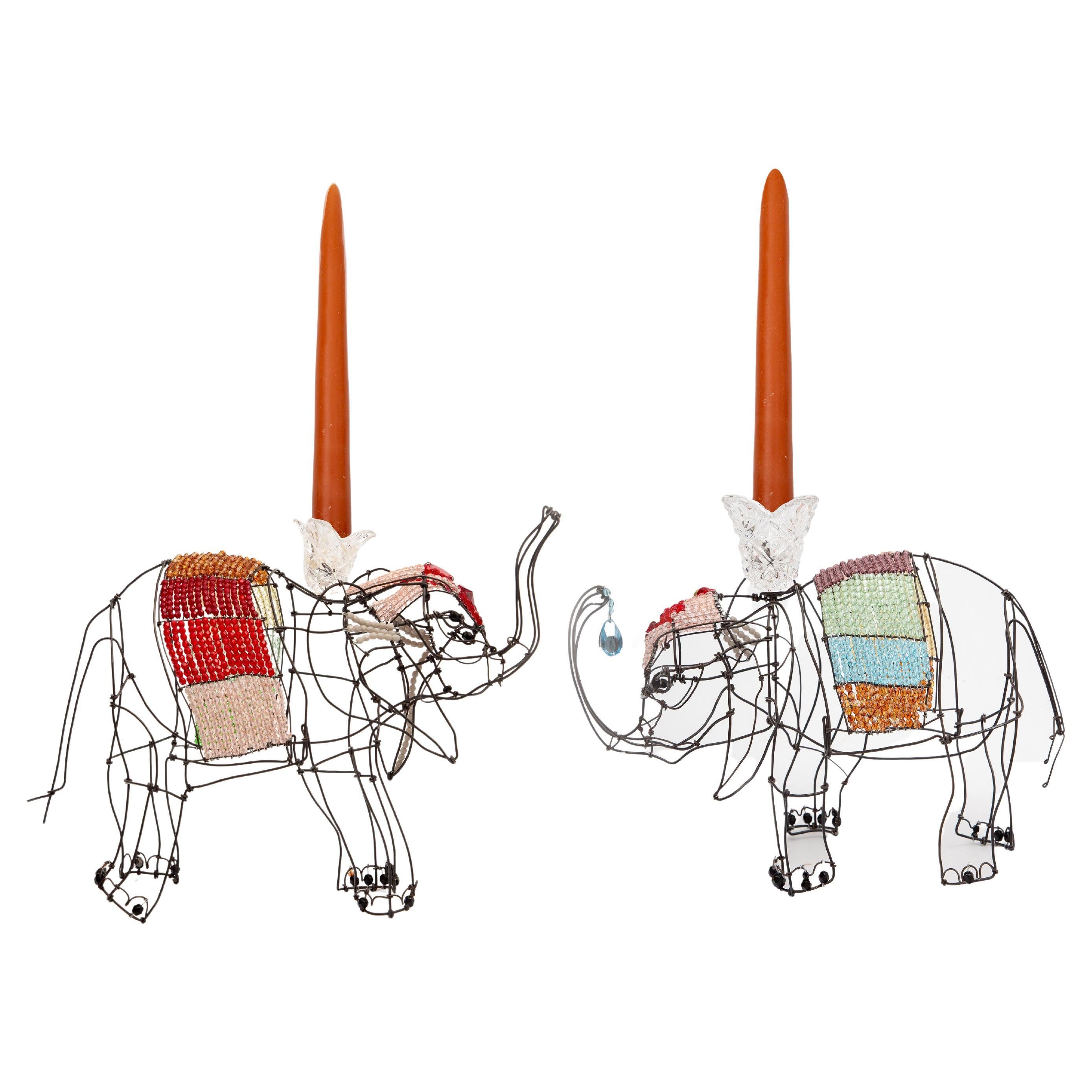 A pair of Elephant Candlesticks by Marie Christophe For Sale