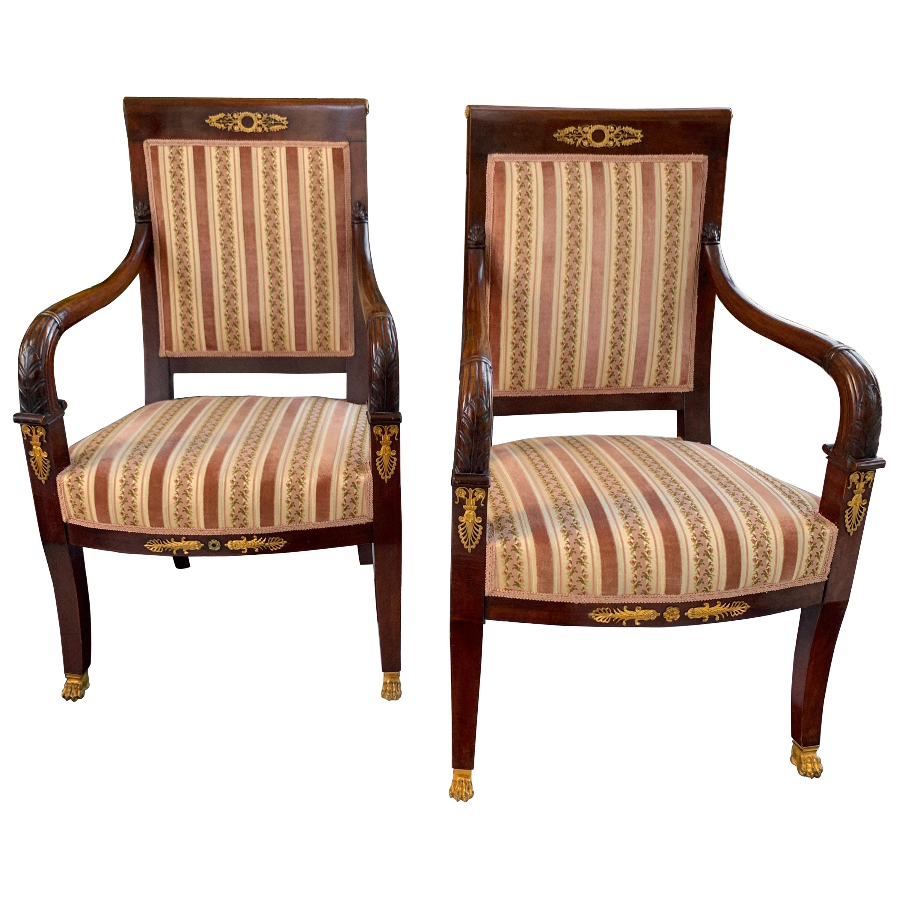 Pair of Empire Armchairs For Sale