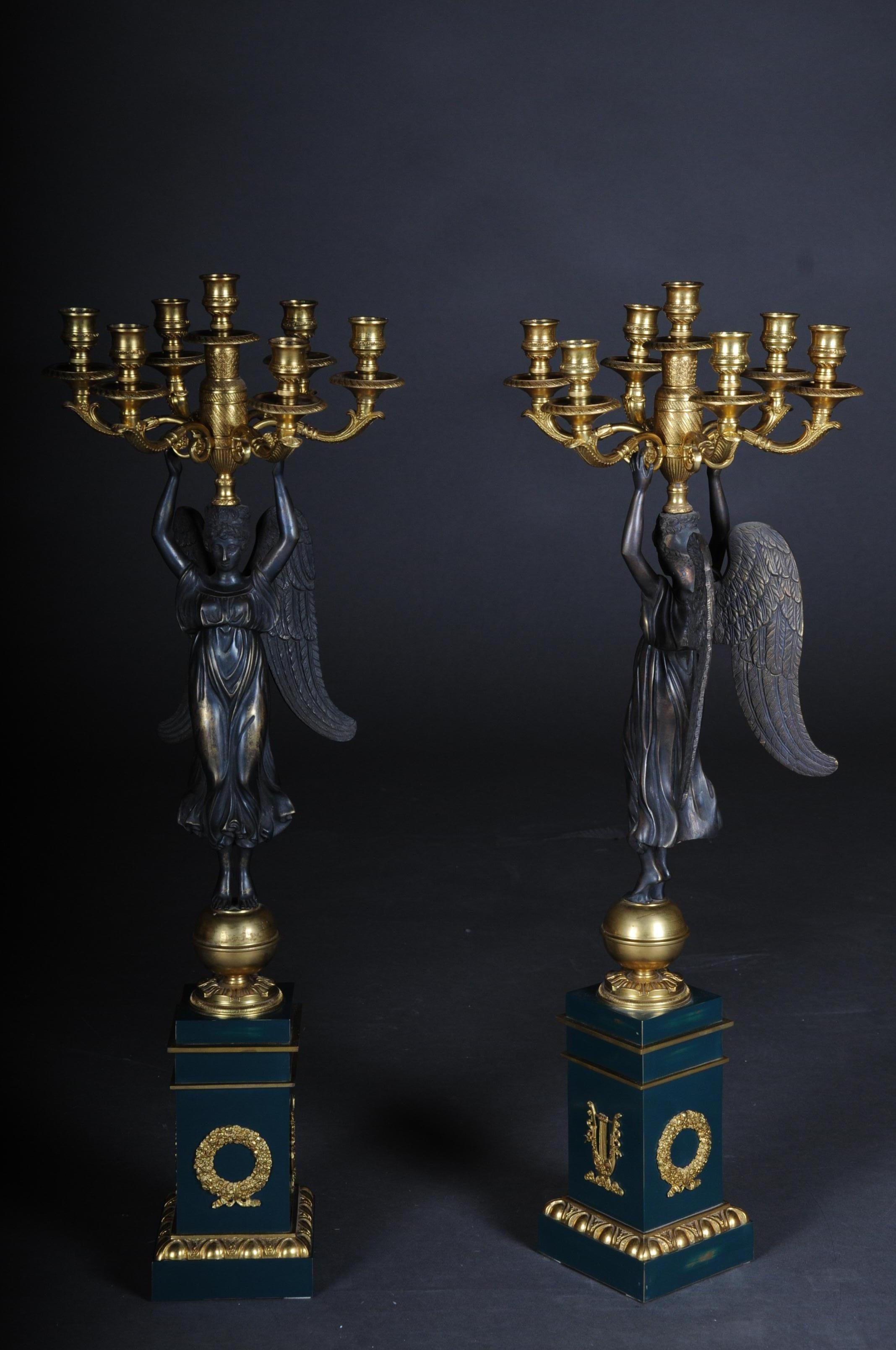 Pair of Empire Ceremonial Bronze Candelabras/Candlesticks after P. P. Thomire For Sale 7