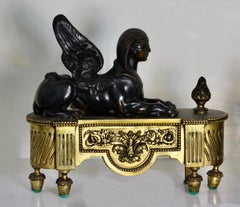 Pair of Empire Gilt and Patinated Bronze Chenets, French, 18th Century