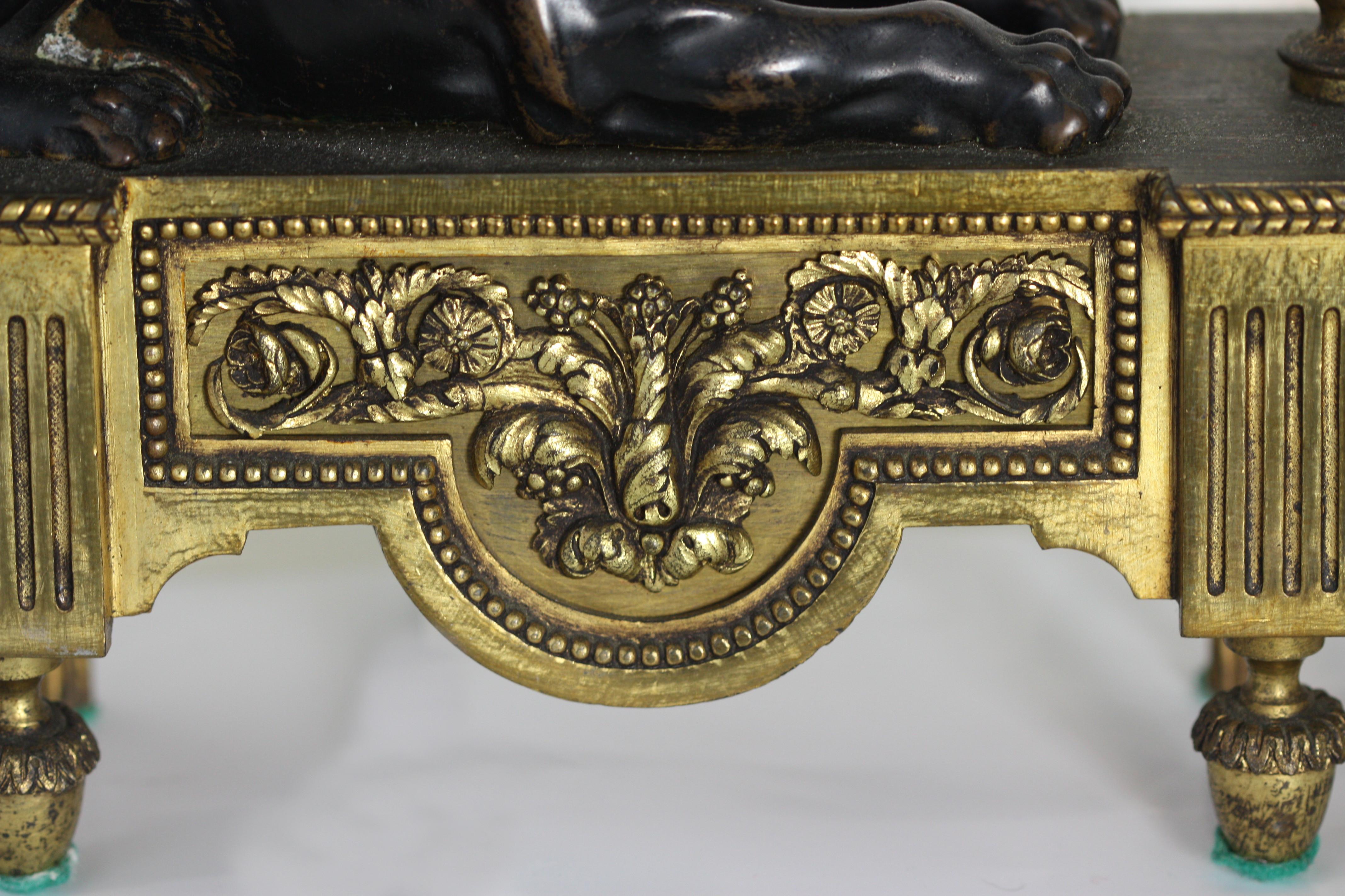 Pair of Empire Gilt and Patinated Bronze Chenets, French, 18th Century For Sale 5