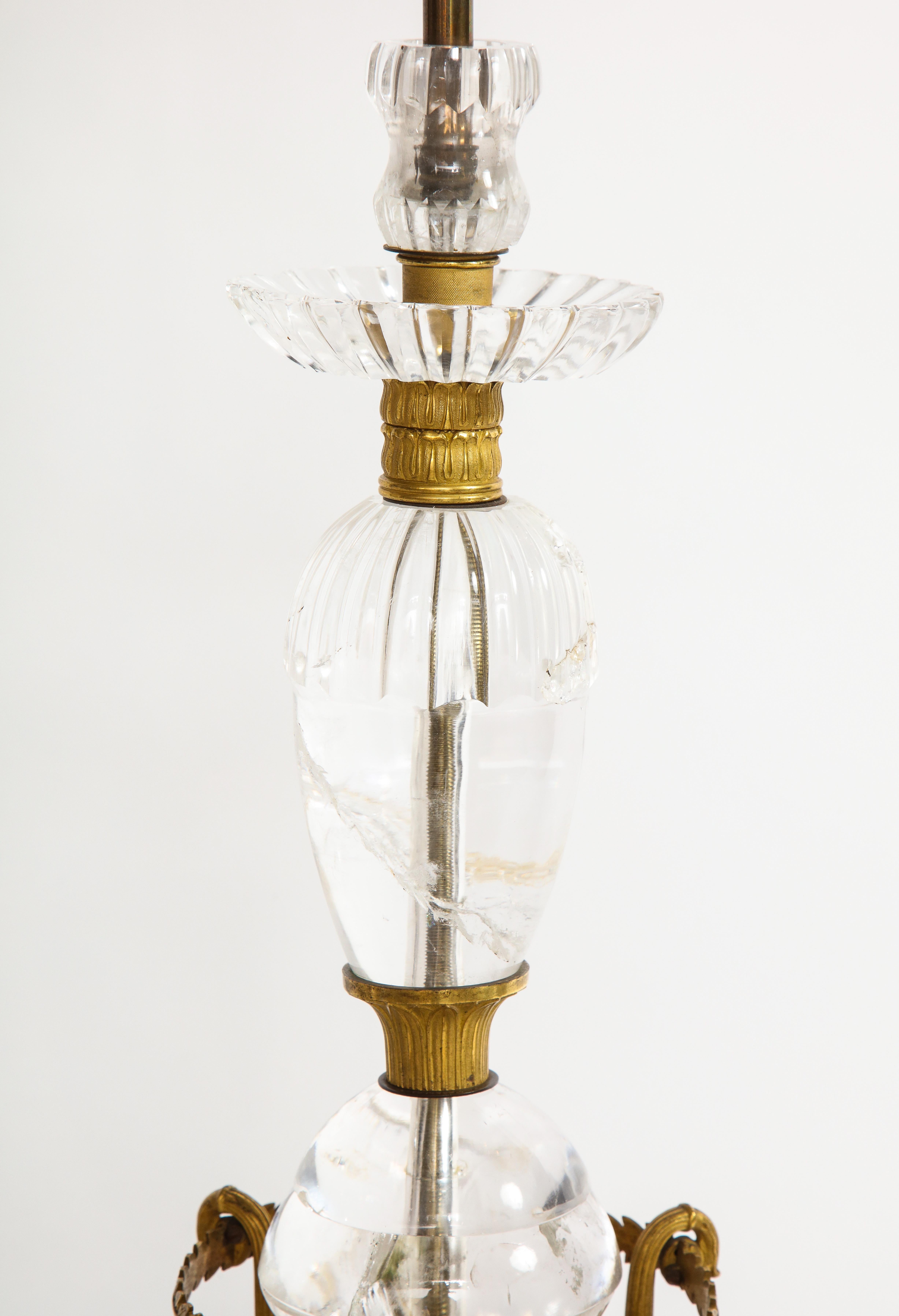 XIXe siècle Paire de lampes de table Empire en bronze doré et cristal de roche par Thomire à Paris en vente