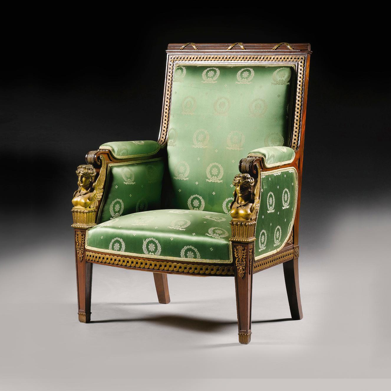 Empire Revival A  Pair of Empire Style Bergères in the Manner of Jacob-Desmalter For Sale