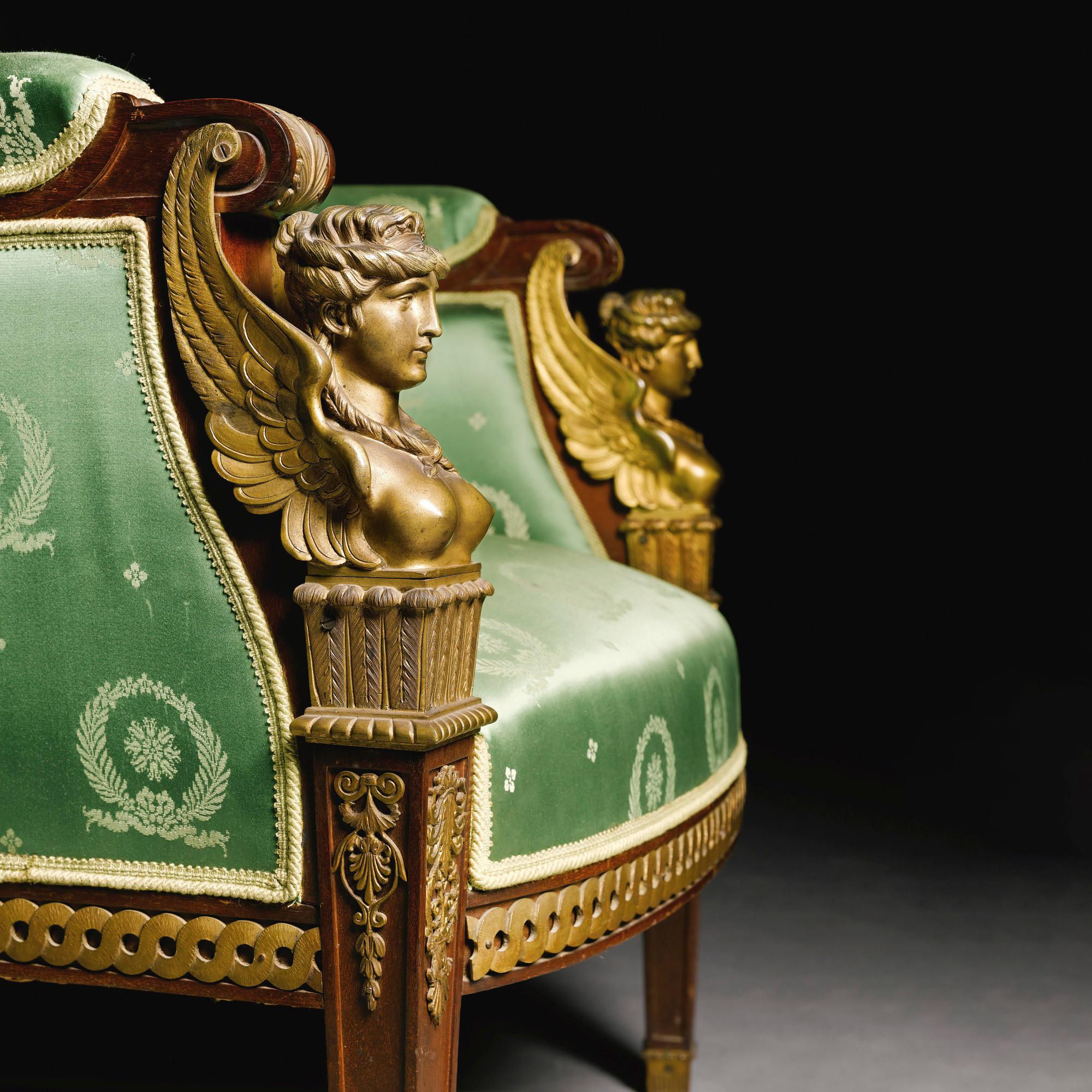 French A  Pair of Empire Style Bergères in the Manner of Jacob-Desmalter For Sale