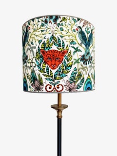 Pair of Empire Style Black Metal and Brass Floor Lamps with New Bespoke Shades