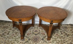 Pair of Empire Style Round Side End Tables