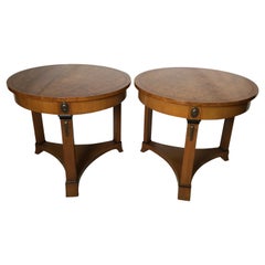 Pair of Empire Style Round Side End Tables