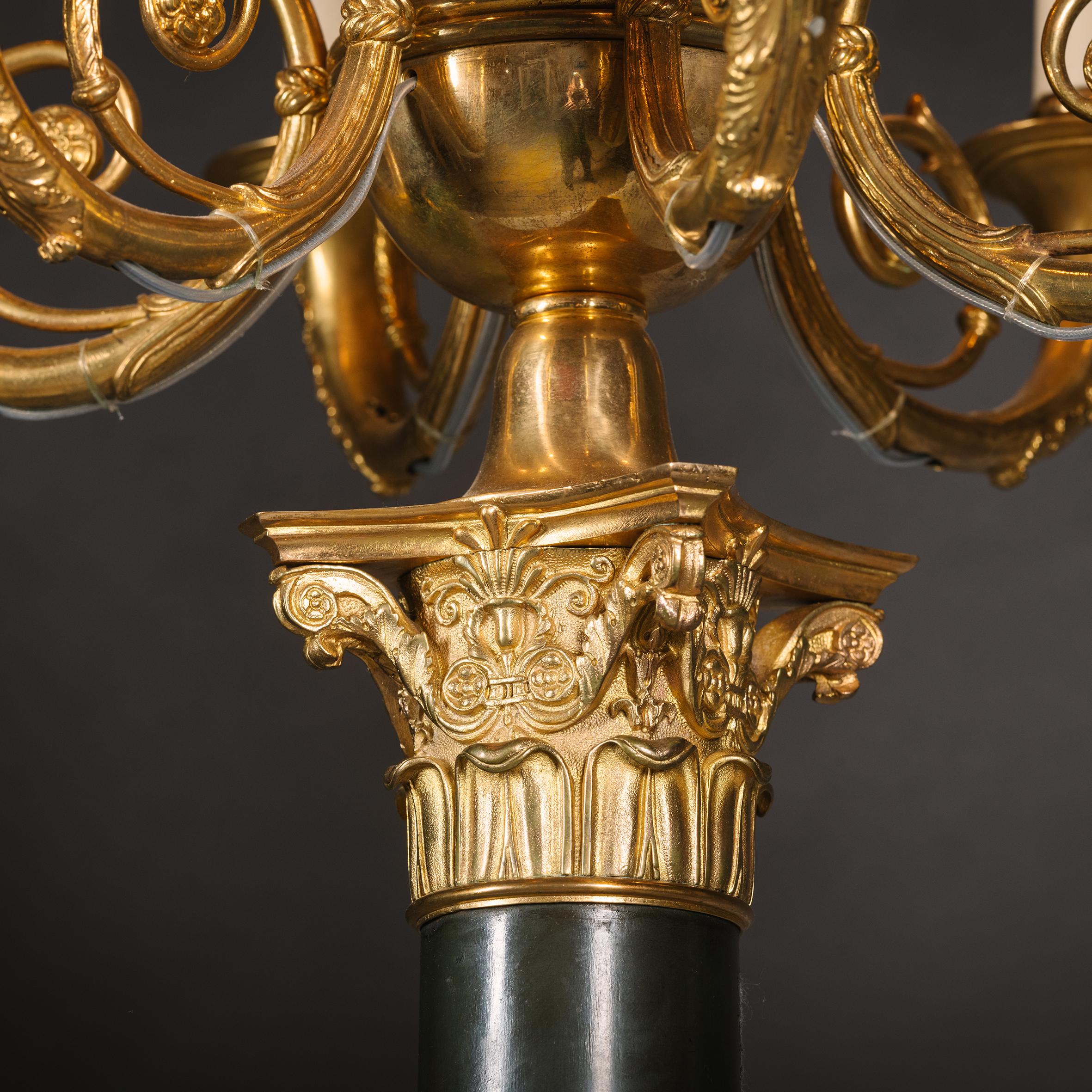 Pair of Empire Style Seven-Light Candelabra In Good Condition For Sale In Brighton, West Sussex