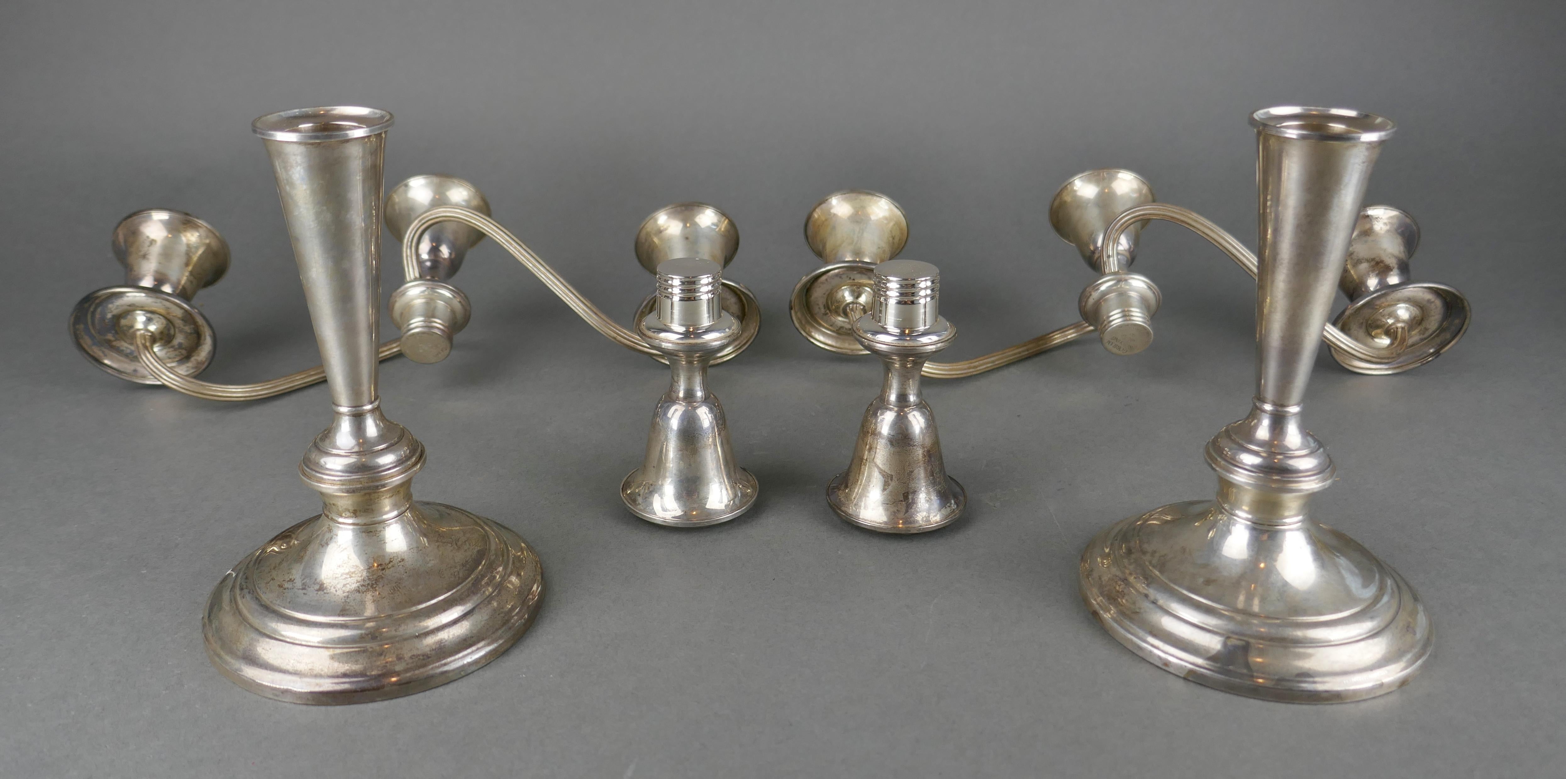 Coppia di candelabri a tre bracci in argento sterling in stile Impero in vendita 6