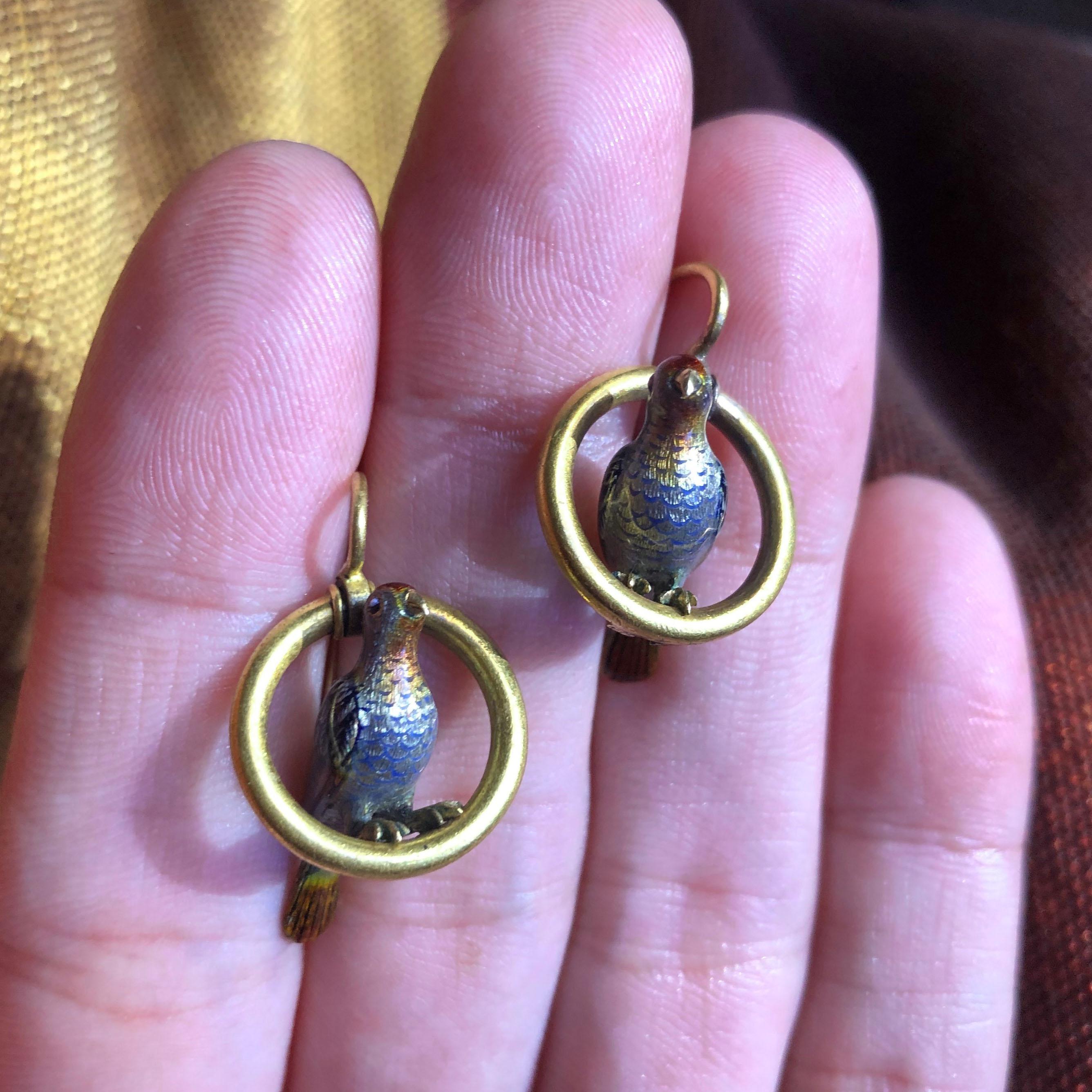 enamel bird earrings