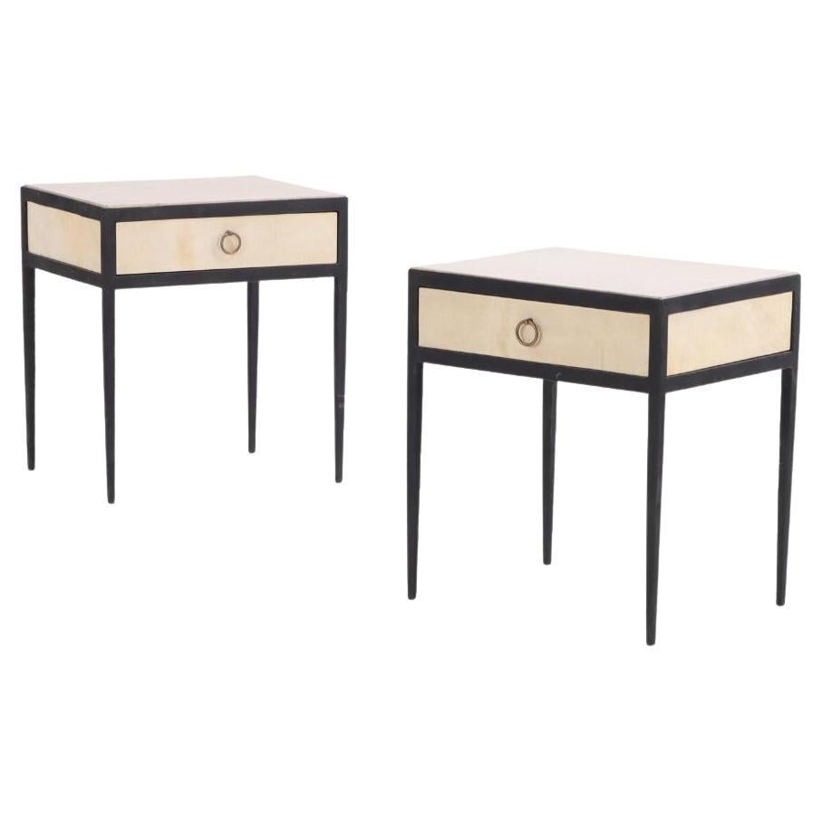 A pair of end tables or nightstands in the manner of Jean-Michel Frank. For Sale