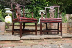 Paire d'Anglais du 18ème siècle  Fauteuils George III de la période Chippendale, rare