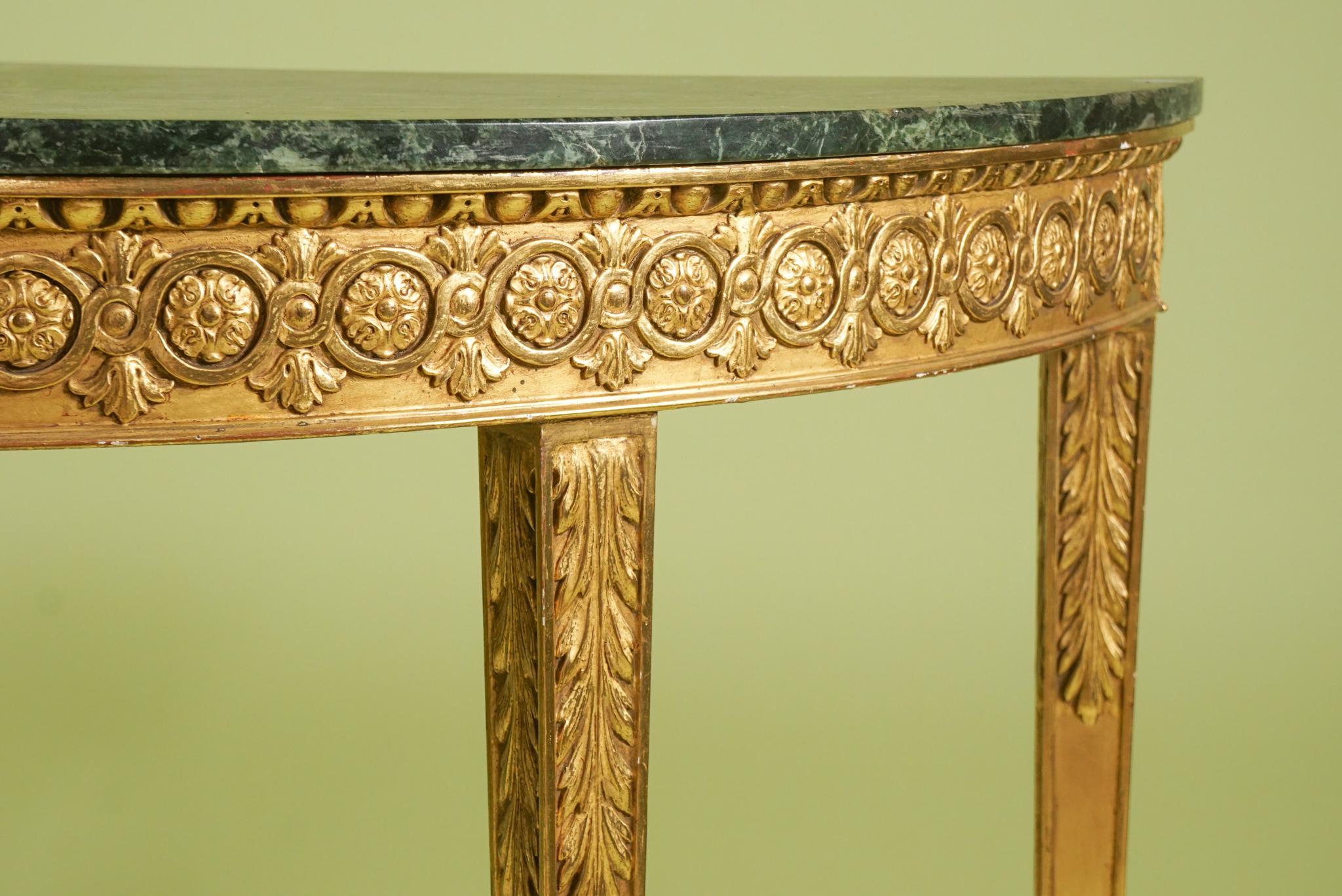 Carved Pair of English 19th Century George III Style Gilt Consoles