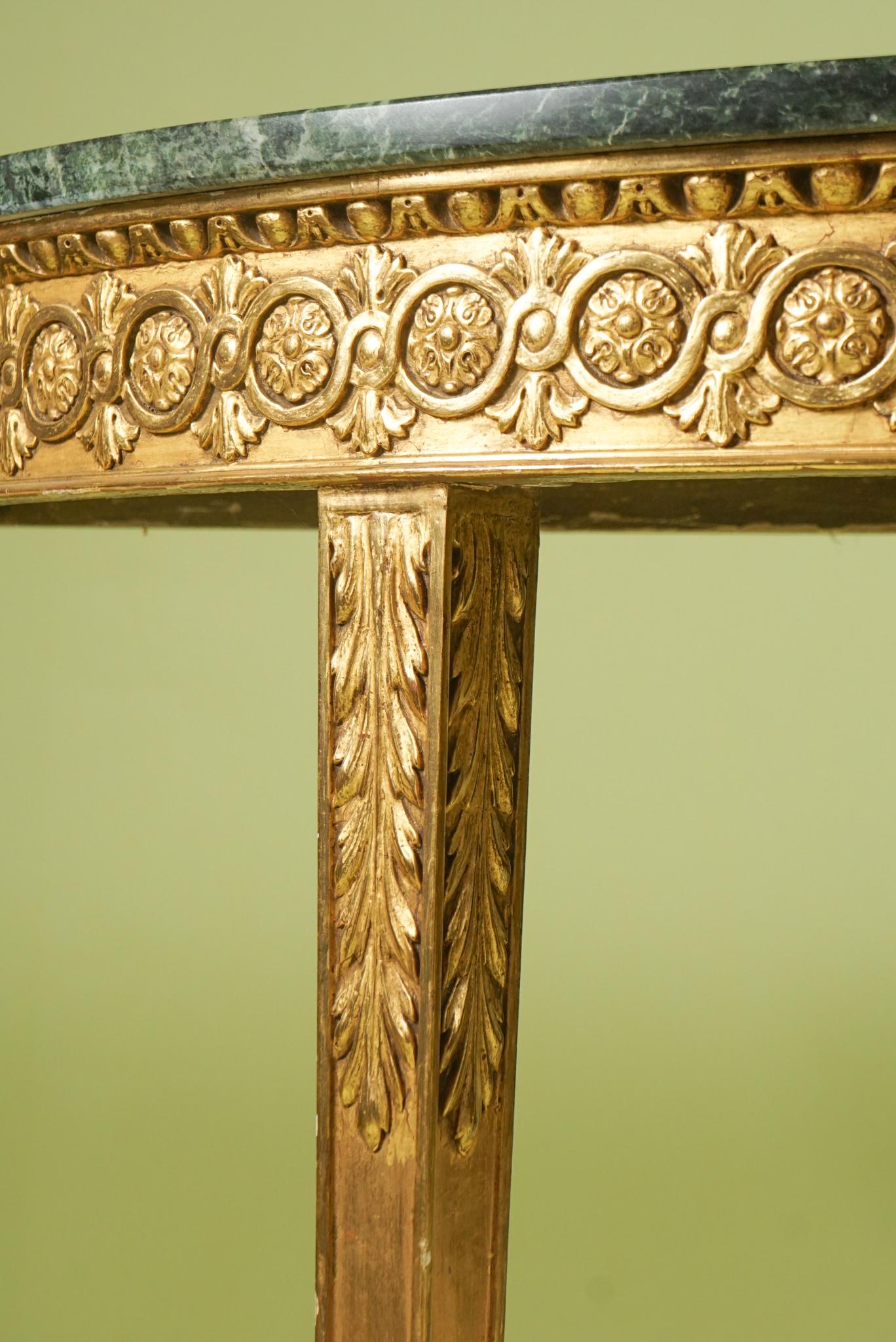 Marble Pair of English 19th Century George III Style Gilt Consoles