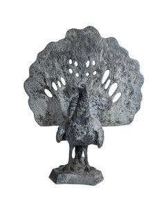 A pair of English 19th century peacock garden sculptures made of lead.