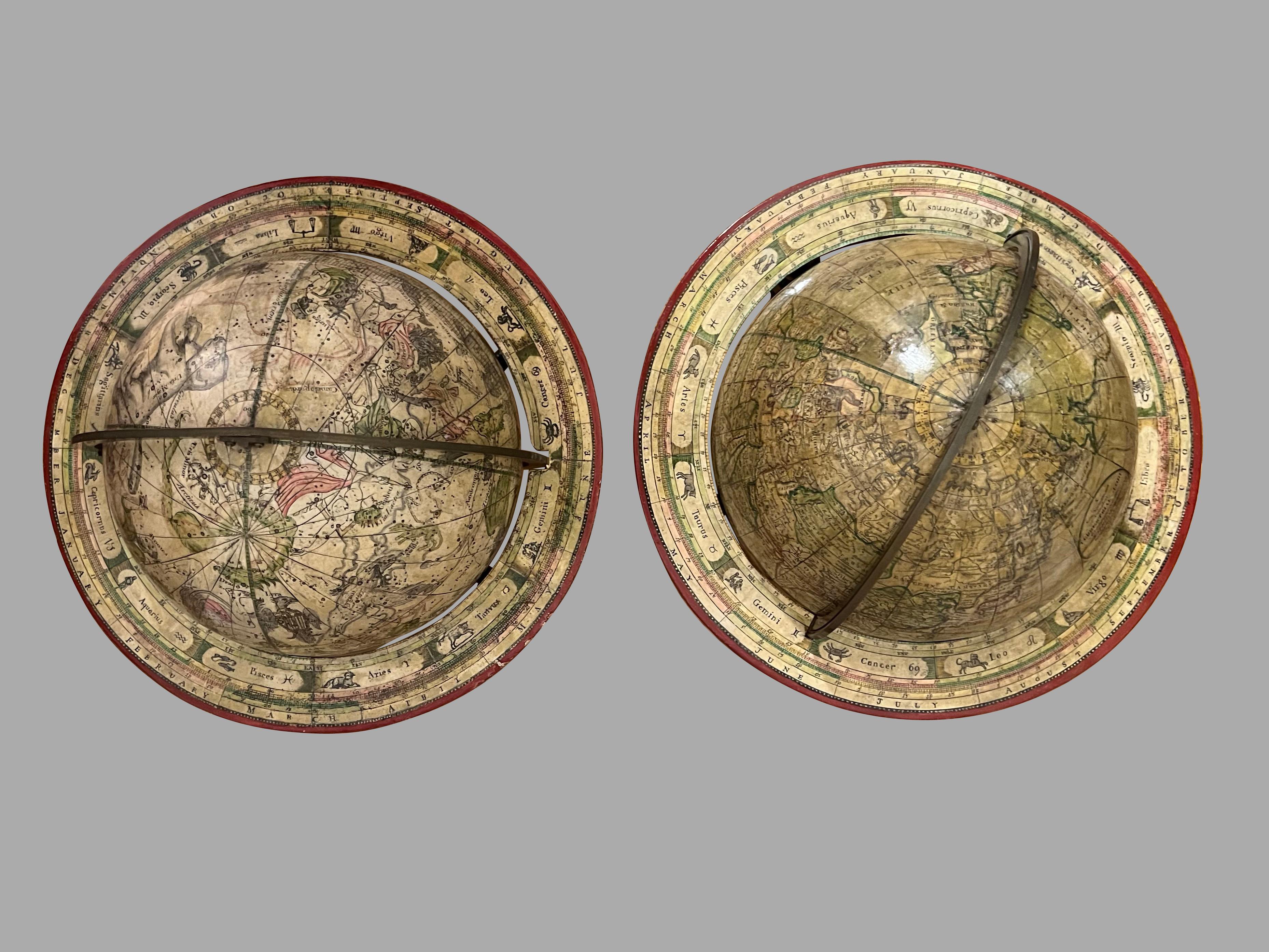 A Pair of English 9-Inch Terrestrial and Celestial Table Globes by Wm. Bardin In Good Condition For Sale In San Francisco, CA