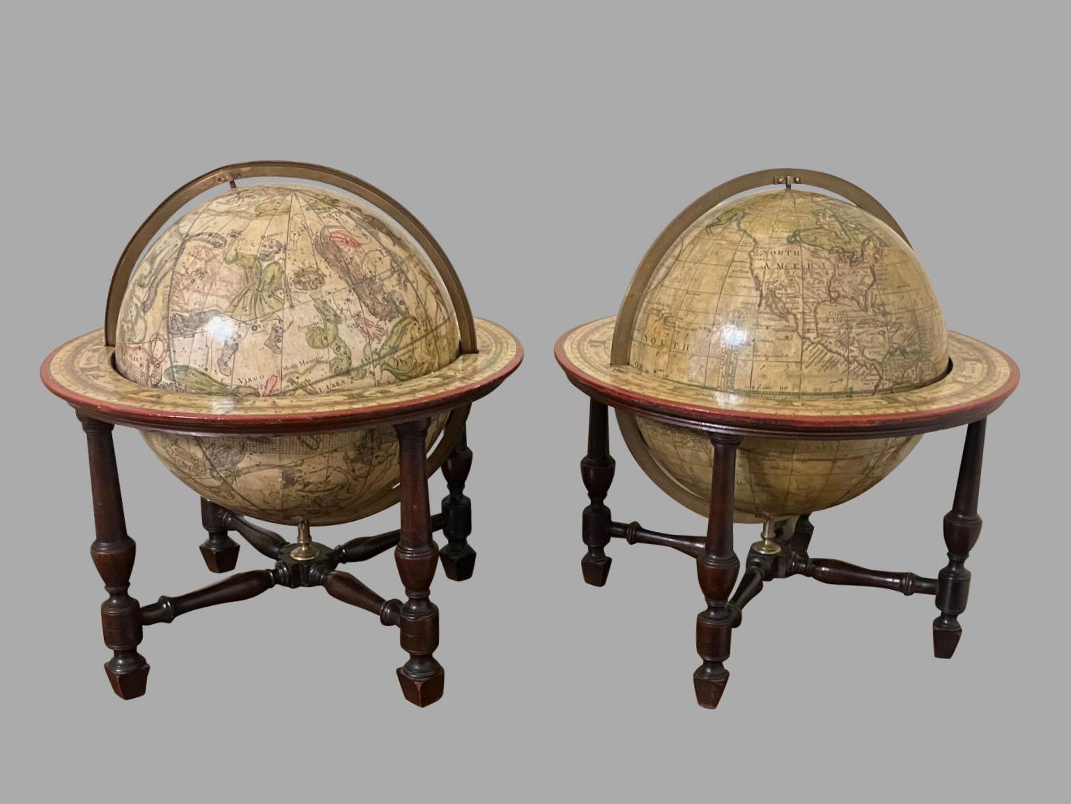 George III A Pair of English 9-Inch Terrestrial and Celestial Table Globes by Wm. Bardin For Sale