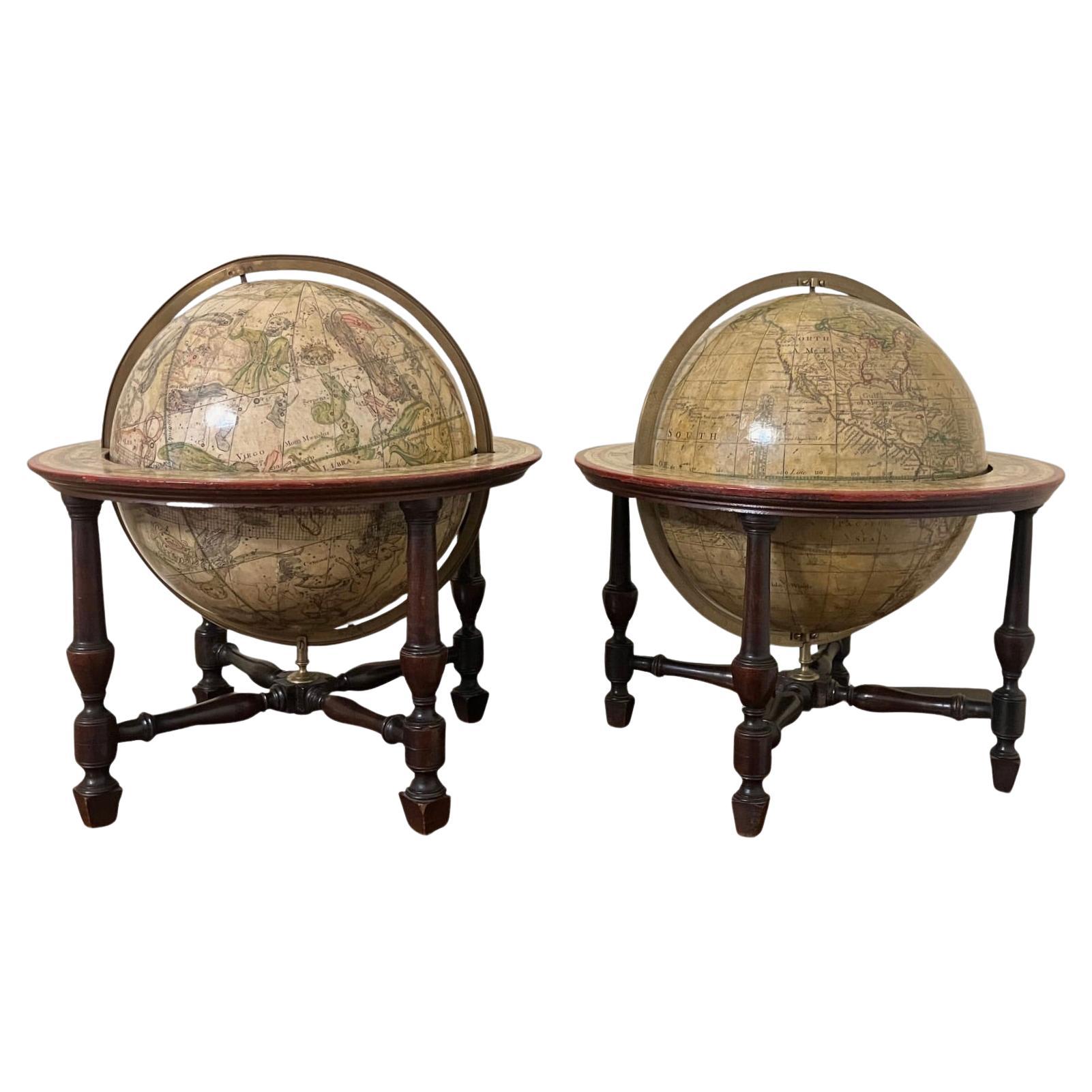 A Pair of English 9-Inch Terrestrial and Celestial Table Globes by Wm. Bardin