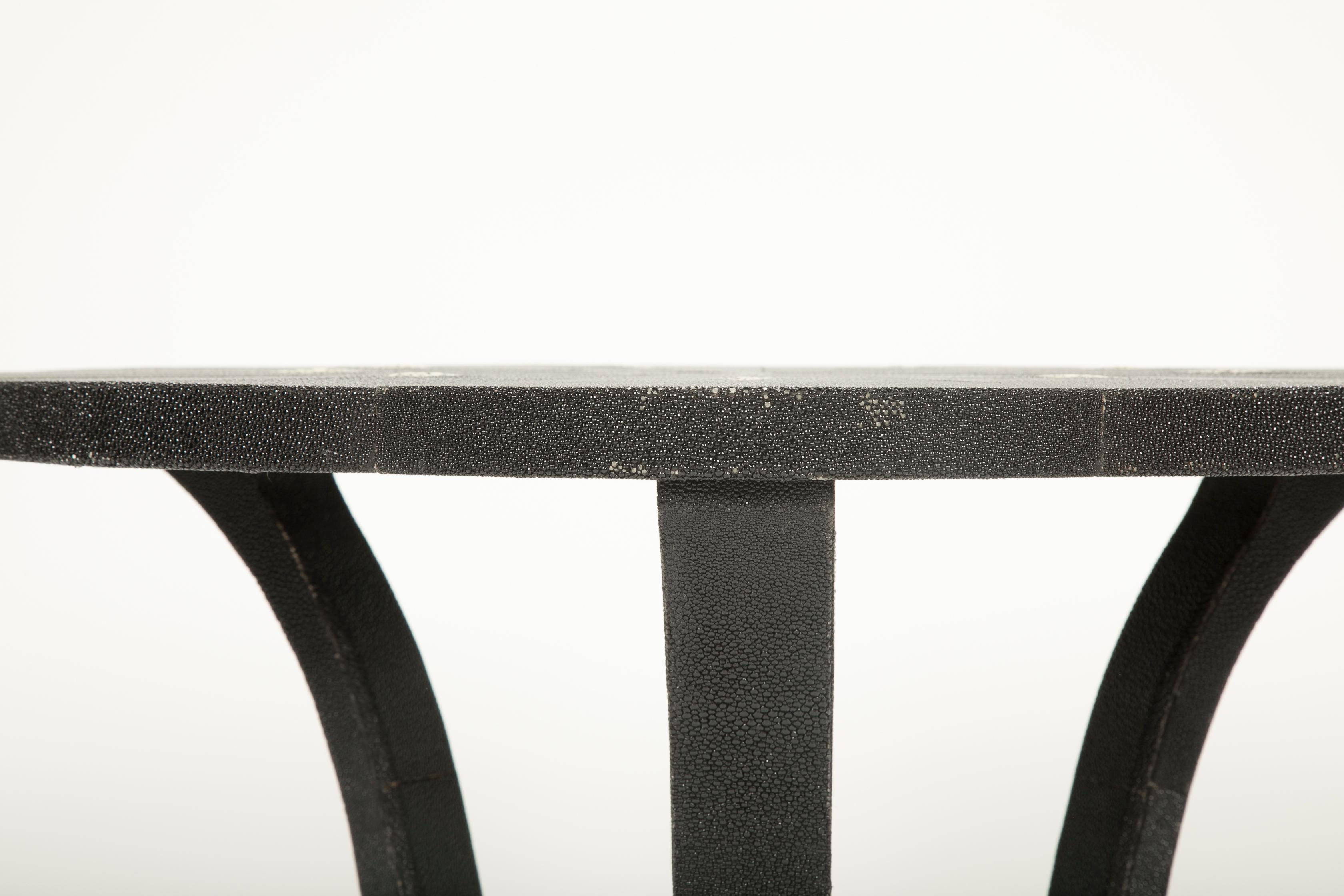 Late 20th Century Pair of English Black Shagreen Side Tables, Sold Individually