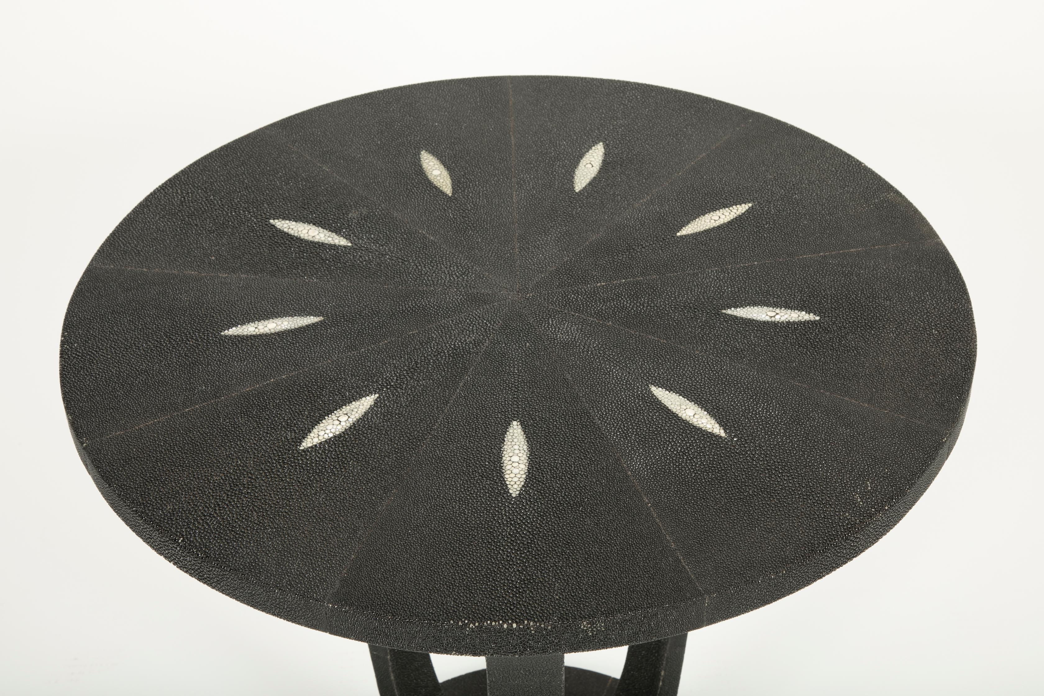 Pair of English Black Shagreen Side Tables, Sold Individually 1