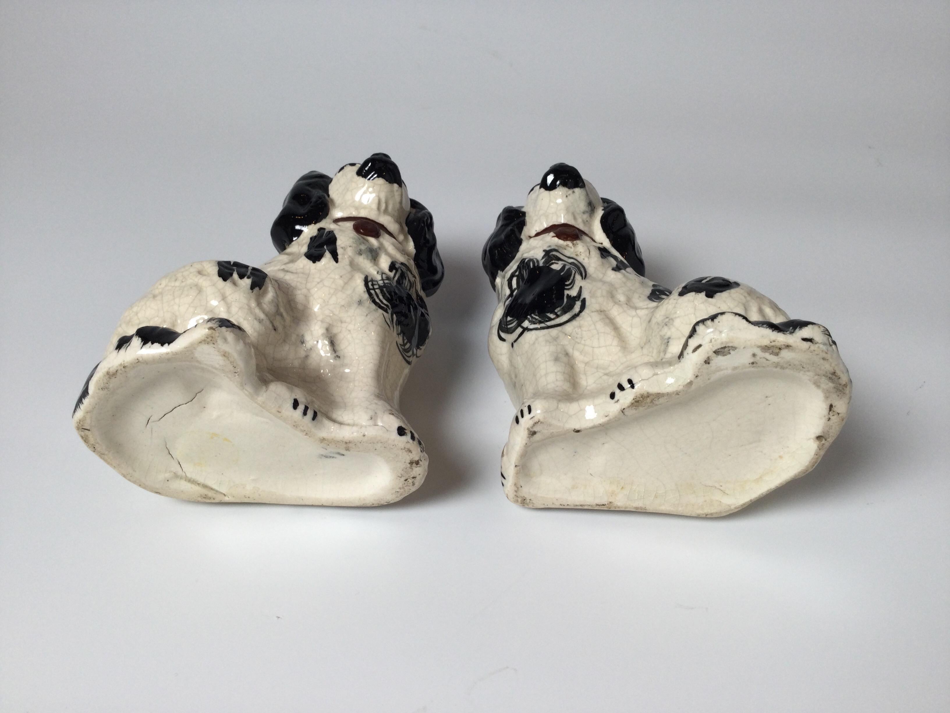 Pair of English Black & White Spaniels, Mid 19th Century For Sale 3