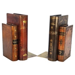 A pair of English Bookends resembling antique leather bound books, circa 1920
