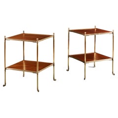 Pair of English Brass and Mahogany Two Tier Etageres