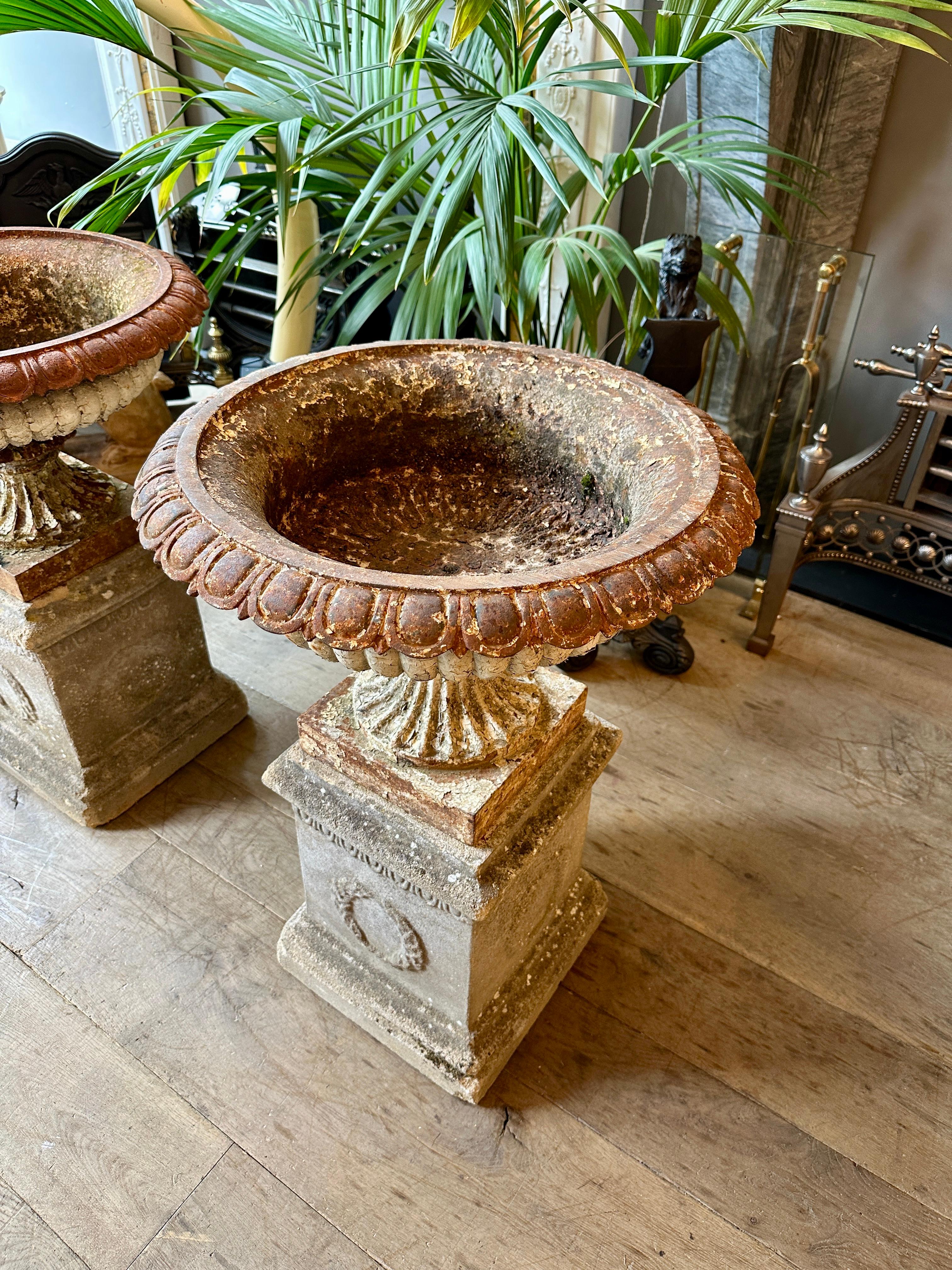 A Pair Of  English Cast Iron Tazza Urns By Andrew Handyside For Sale 4