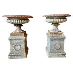 A Pair Of  English Cast Iron Tazza Urns By Andrew Handyside