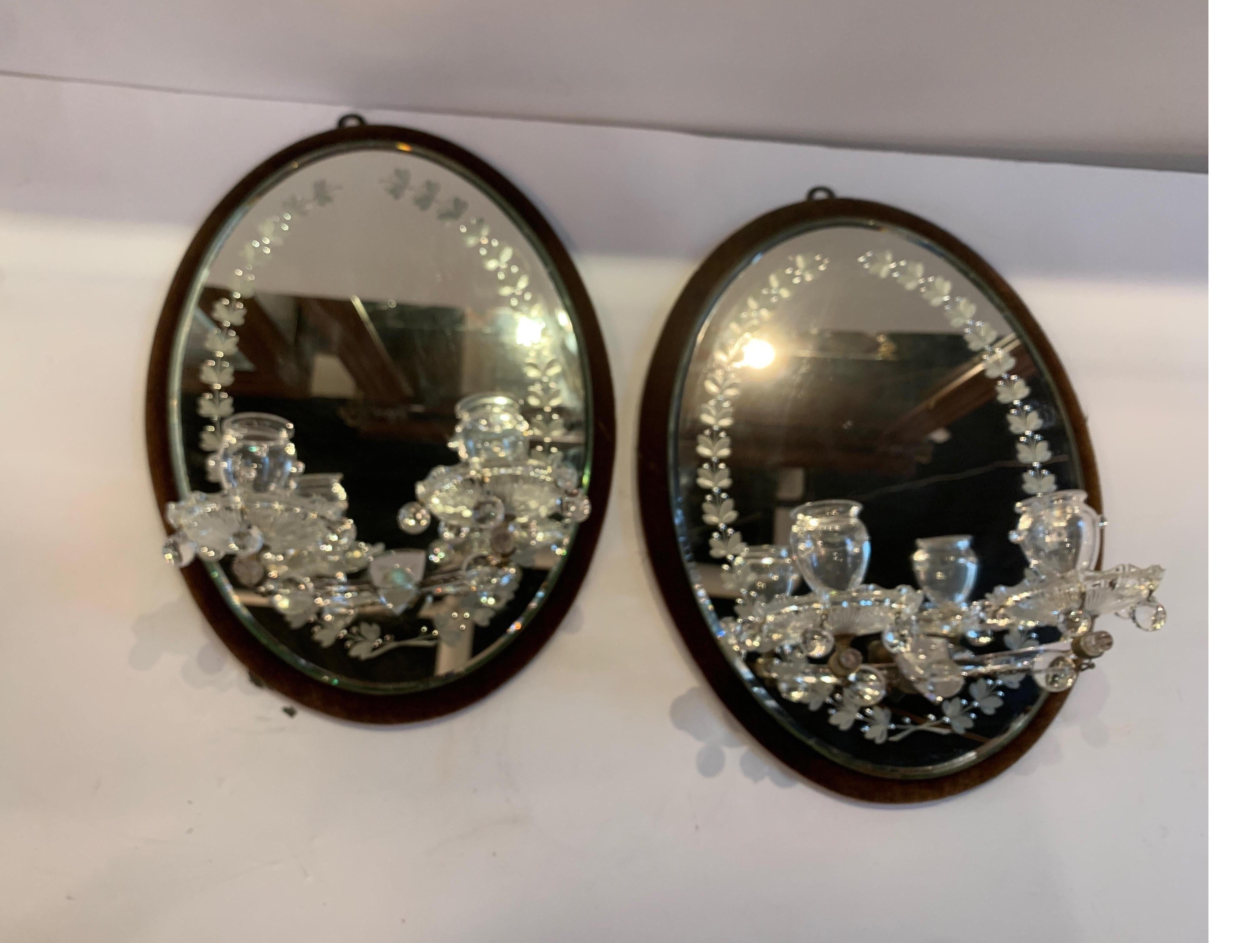 Pair of English Edwardian Mirrored Sconces 10