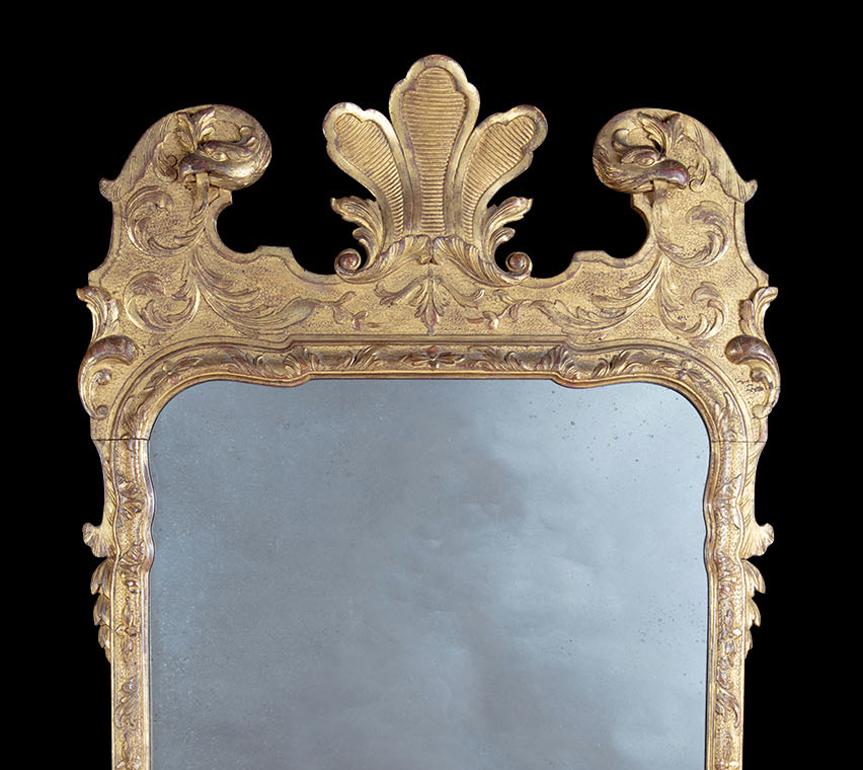 Pair of English George I Style Giltwood Mirrors In Good Condition In Dublin, GB
