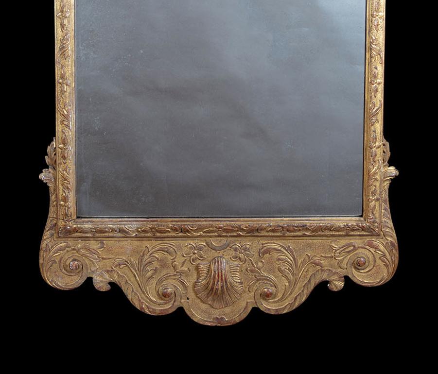 Late 19th Century Pair of English George I Style Giltwood Mirrors