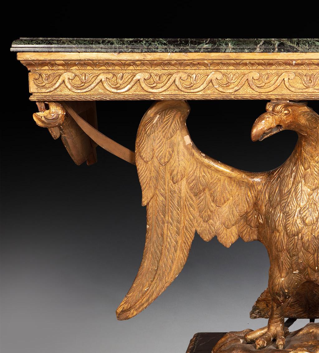 Pair of English George II Style Carved Giltwood Eagle Consoles In Good Condition In Dublin, GB