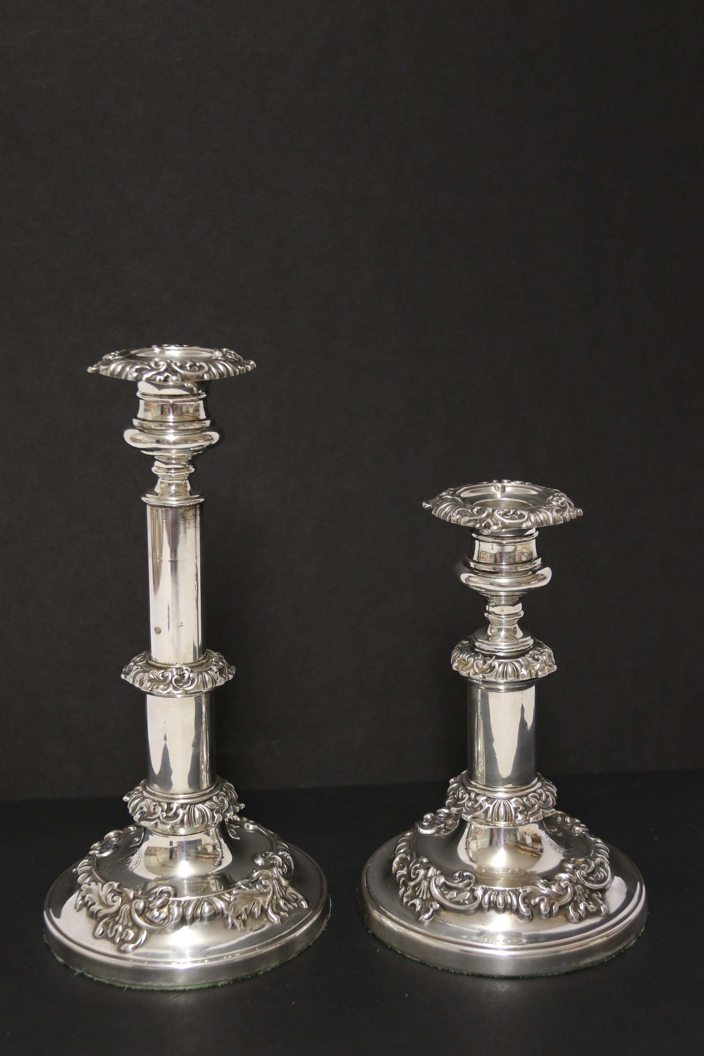 A  pair Of English George III Silver Telescopic candlesticks, Sheffield 1816 For Sale 8