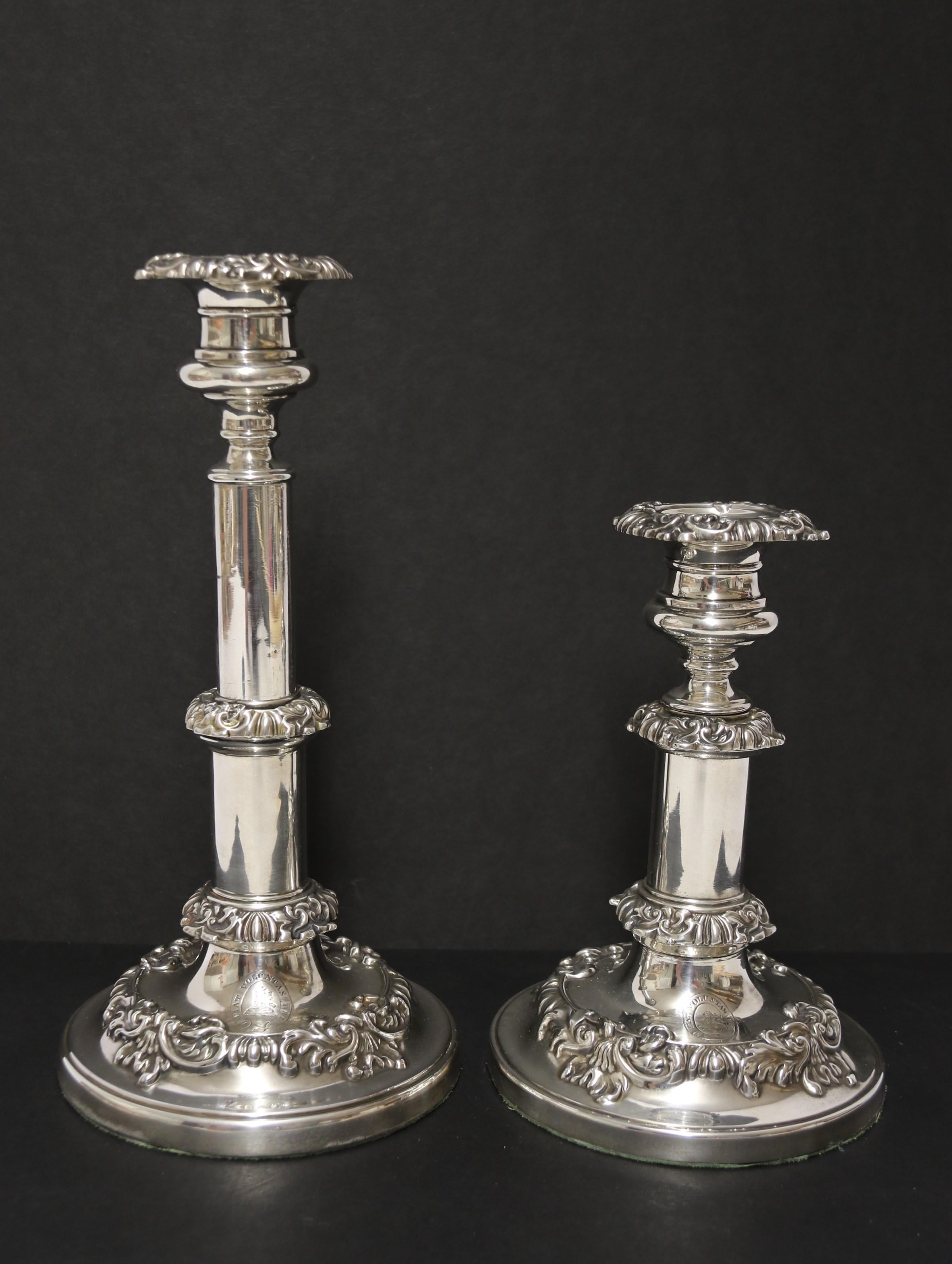 A  pair Of English George III Silver Telescopic candlesticks, Sheffield 1816 For Sale 14