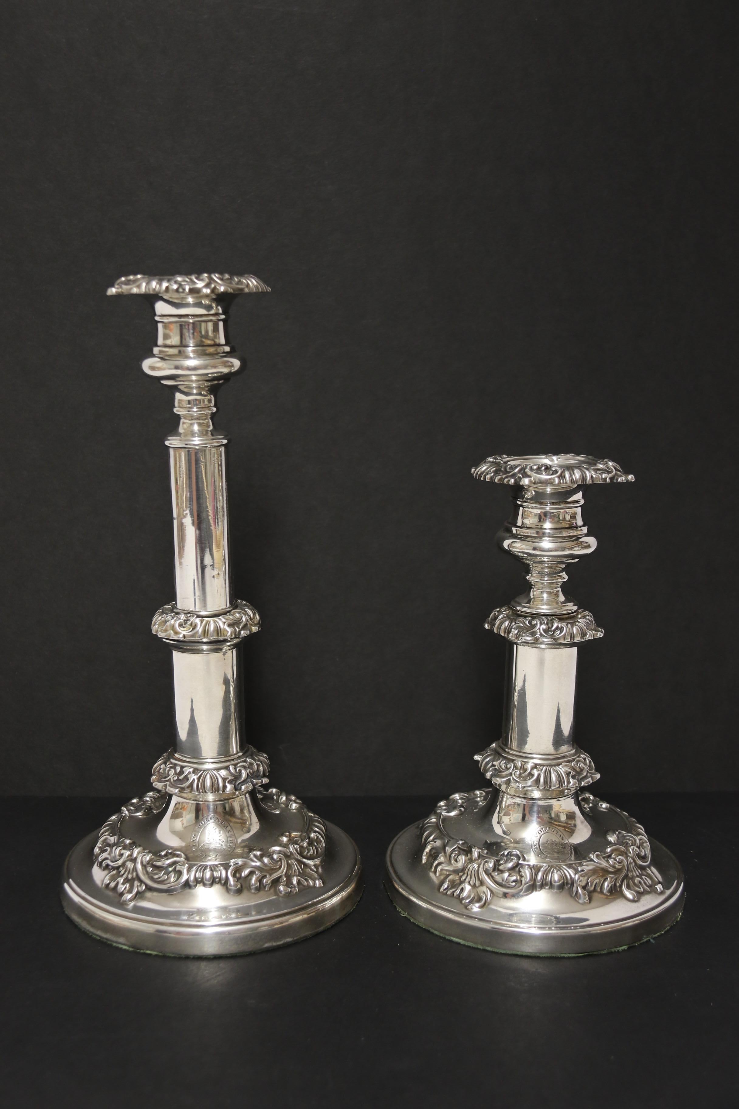A  pair Of English George III Silver Telescopic candlesticks, Sheffield 1816 For Sale 15