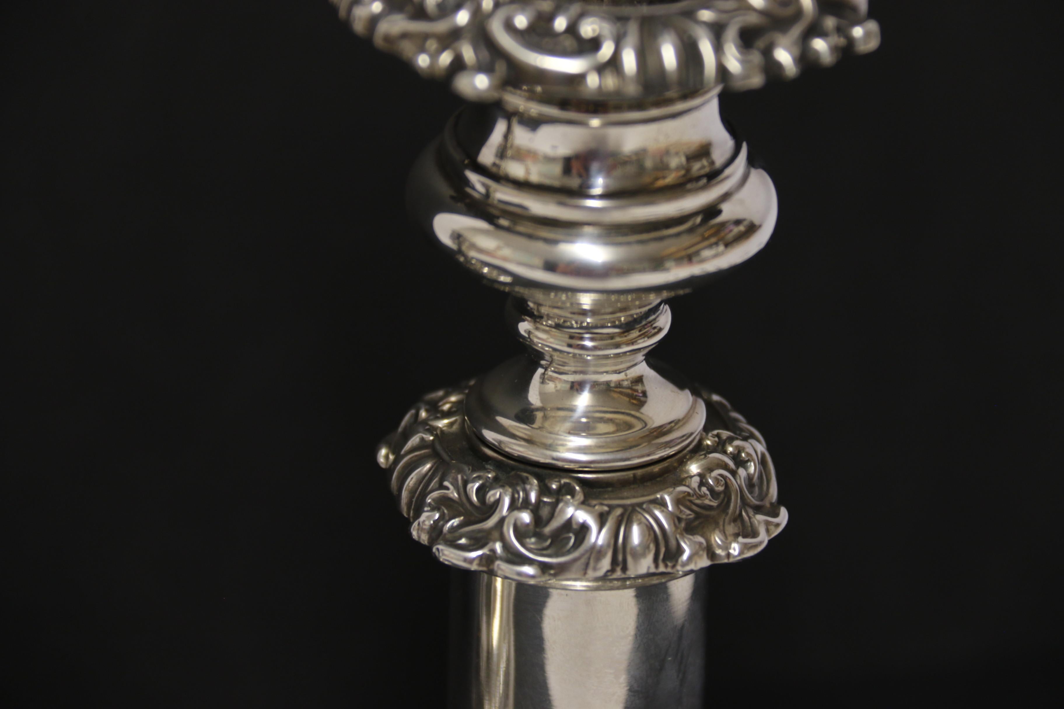 A  pair Of English George III Silver Telescopic candlesticks, Sheffield 1816 For Sale 3