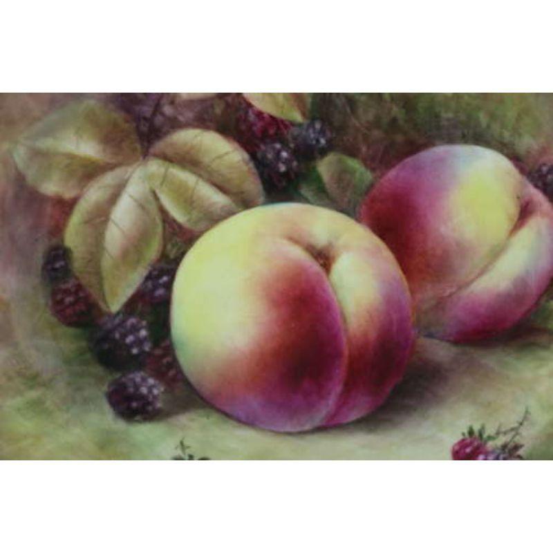 Paire d'assiettes à fruits anglaises peintes à la main par R Budd Worcester en vente 2