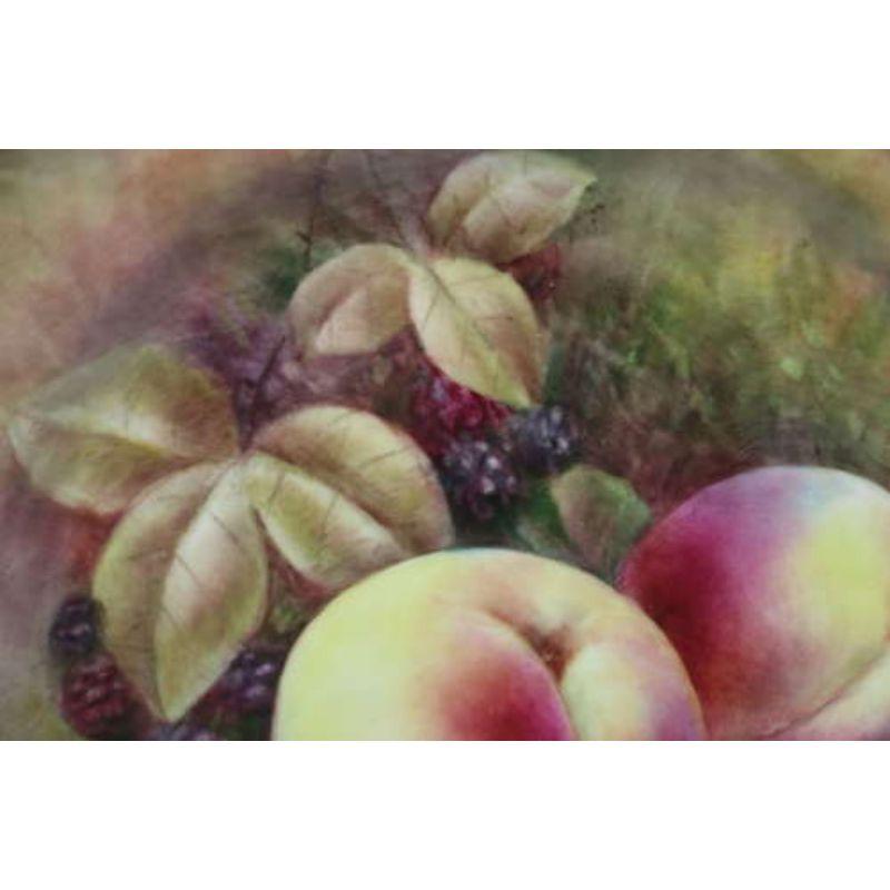 Paire d'assiettes à fruits anglaises peintes à la main par R Budd Worcester en vente 6