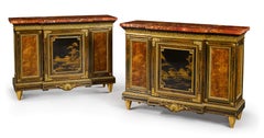 Pair of English Louis XIV Style Breakfront Side Cabinets Attributed to Gillows