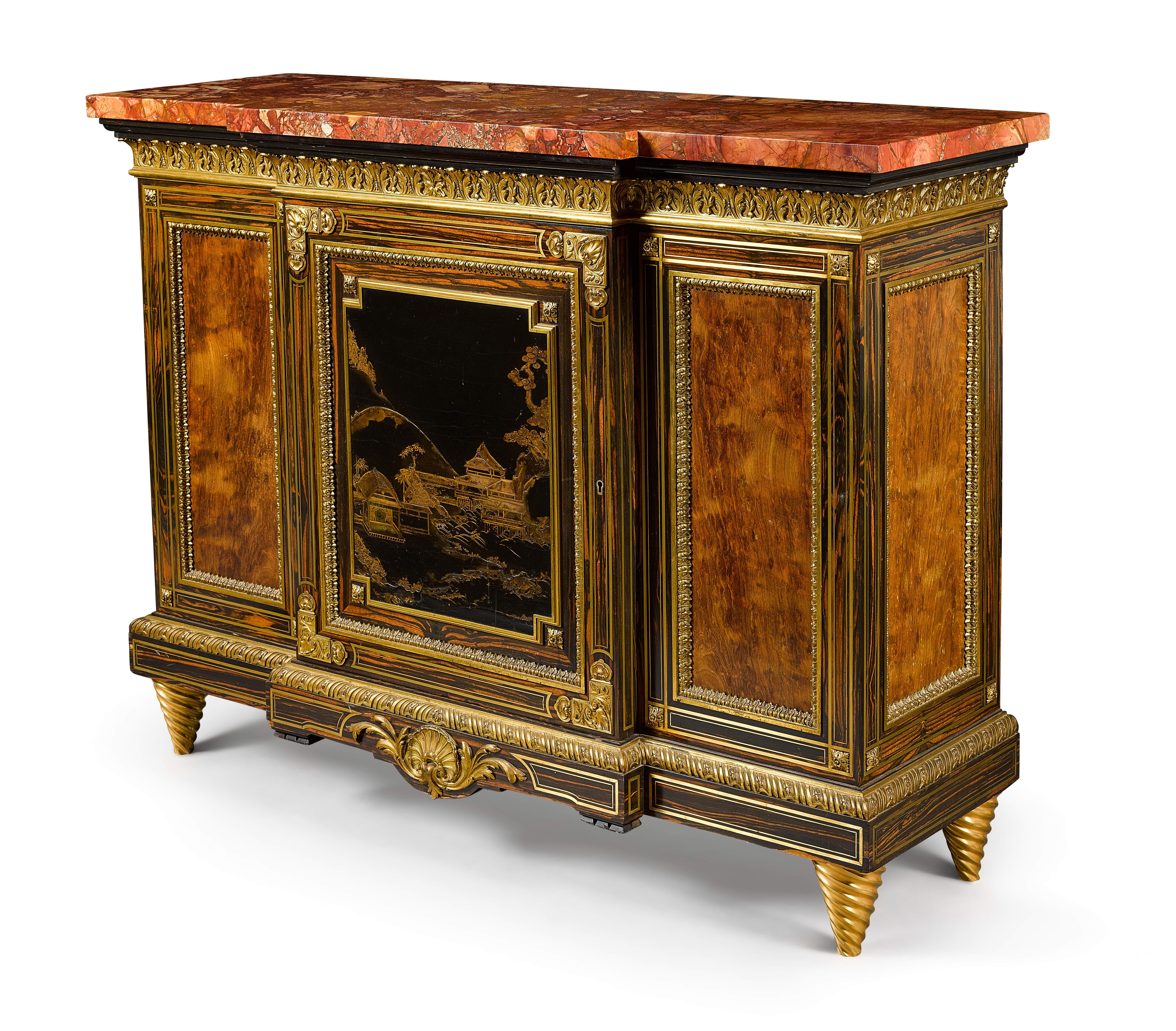 Pair of English Louis XIV Style Breakfront Side Cabinets Attributed to Gillows For Sale 1