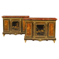 Pair of English Louis XIV Style Breakfront Side Cabinets Attributed to Gillows