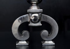 Pair of English Polished Steel Firedogs