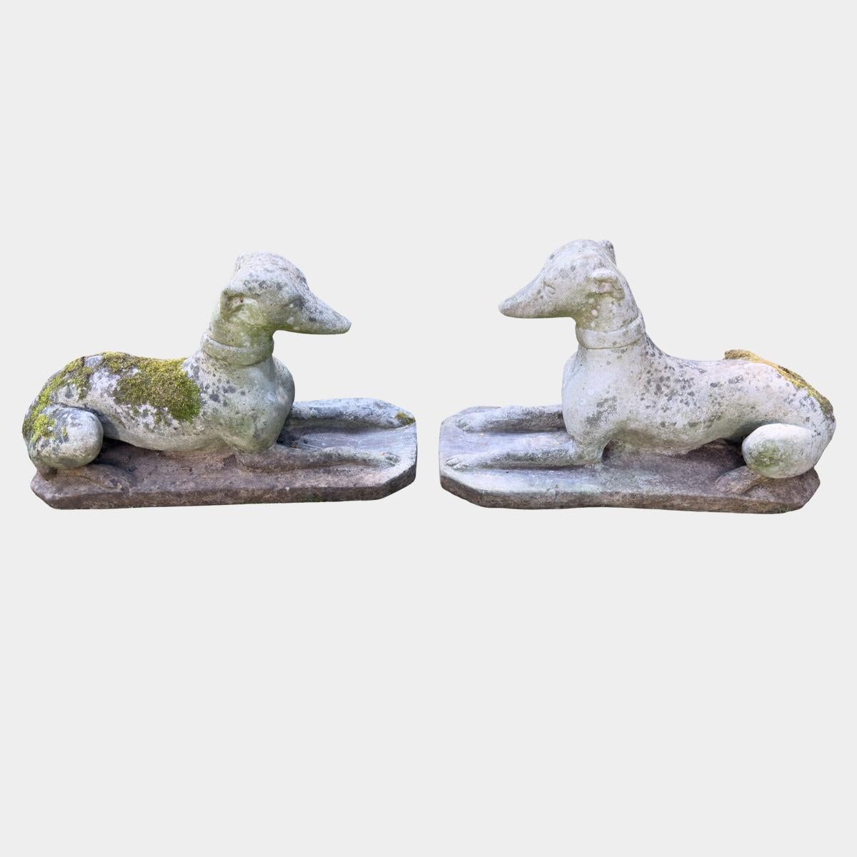 Un couple de whippets anglais Re Con Stone grandeur nature Bon état - En vente à London, GB