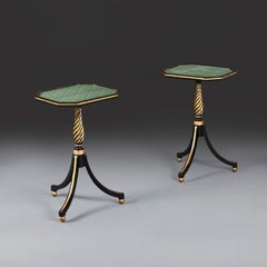 A Pair of English Regency Ebonised Tripod Tables