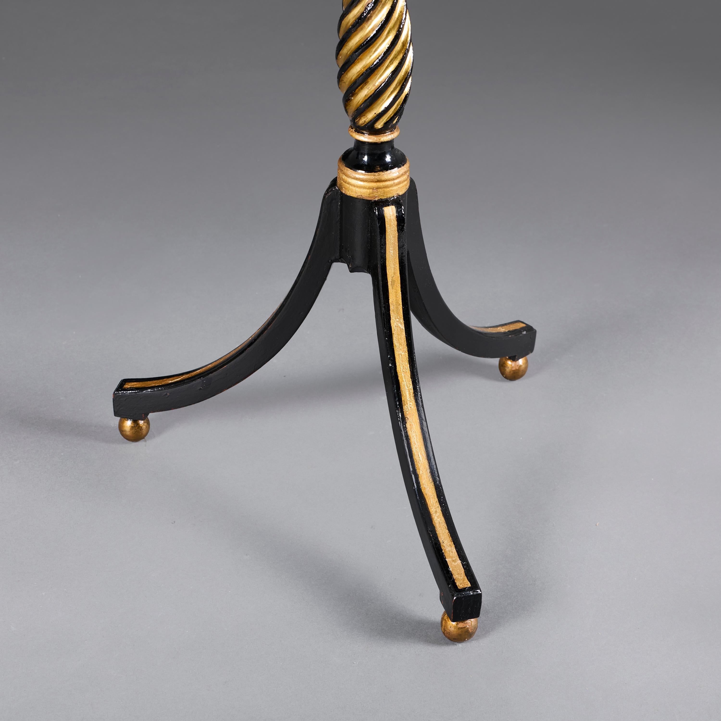 Wood A Pair of English Regency Ebonised Tripod Tables For Sale